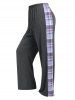 Plus Size Twist Plaid Panel Pajamas T-shirt and Pants Set -  