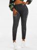 Plus Size Galaxy Print High Rise Skinny Leggings -  