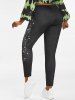 Plus Size Galaxy Print High Rise Skinny Leggings -  