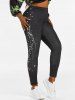 Plus Size Galaxy Print High Rise Skinny Leggings -  