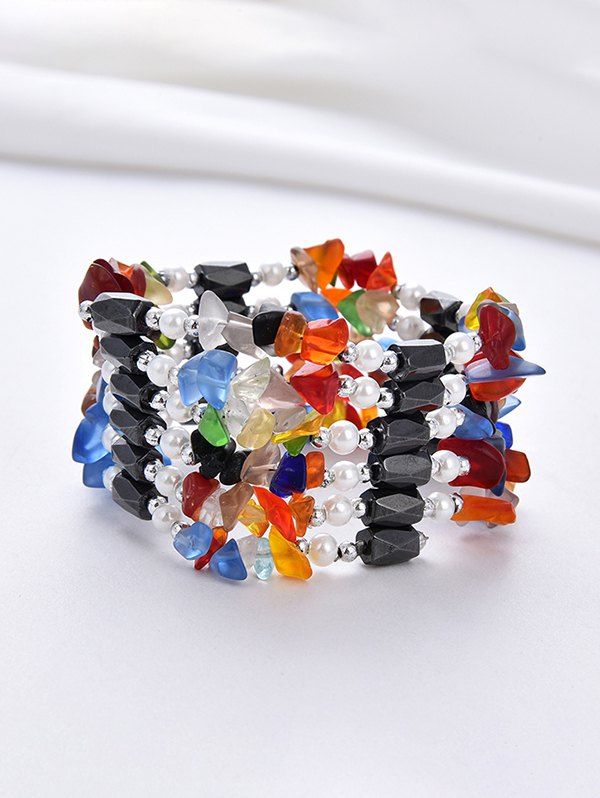 Unique Faux Pearl Magnetic Stones Wrap Bracelet  