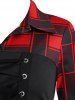 Lace Up Plaid Roll Up Sleeve Handkerchief Dress -  