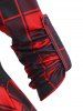 Lace Up Plaid Roll Up Sleeve Handkerchief Dress -  