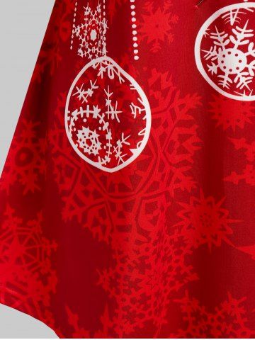 Plus Size Christmas Snowflake Print Henley T-shirt
