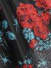 Halloween Spider Web Flower Print Lace Insert Off Shoulder Dress -  