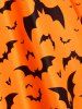 Halloween Dual Strap Bat Print Cape Dress -  