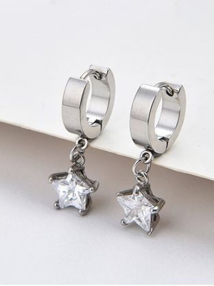 Star Charm Zircon Huggies Earrings