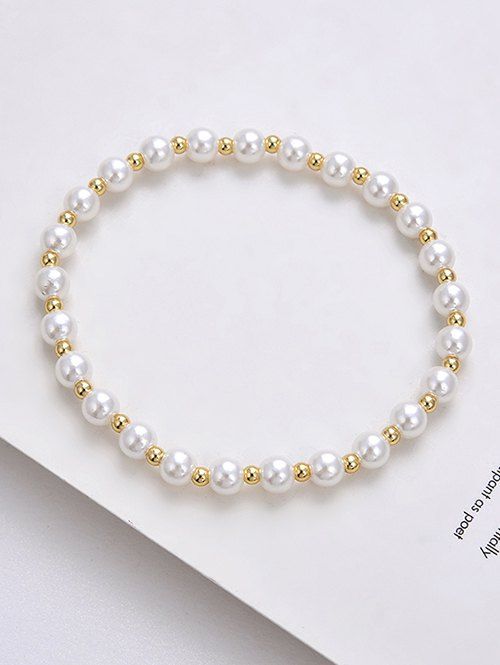 Best Faux Pearl Beaded Elastic Bracelet  
