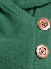 Mock Buttons Tulip Fleece Hoodie -  
