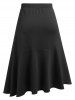 Plus Size Asymmetrical Pep Hem Buttoned High Rise Skirt -  