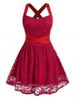 Plus Size Backless Crisscross Lace Dress -  