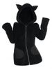 Manteau à Capuche Oreille D'Animal en Fausse Fourrure de Grande Taille avec Rivet - Noir 1X