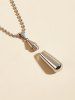 Stainless Steel Teardrop Pendant Opening Necklace -  