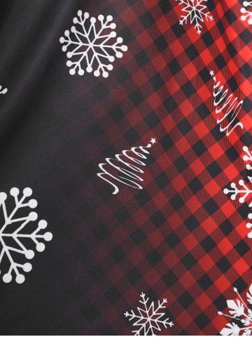 Plus Size Christmas Tree Snowflake Plaid Ombre Criss Cross Dress