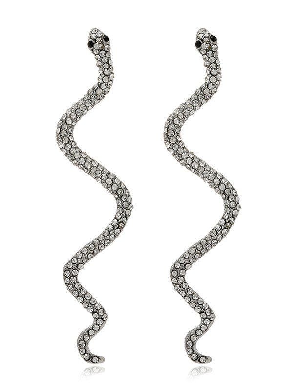 Unique Winding Snake Diamante Stud Earrings  