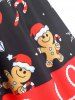 Christmas Cartoon Snowflake Lace Up Plus Size Dress -  