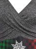 Plus Size Christmas Tree Snowflake Plaid Ombre Criss Cross Dress -  