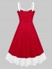 Plus Size Lace Up Colorblock Tulip Midi Dress -  