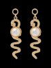 Winding Snake Faux Pearl Dangle Earrings -  