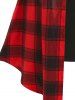 Plus Size Ombre Plaid Irregular Top and Crisscross Camisole Set -  