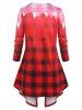 Plus Size Ombre Plaid Irregular Top and Crisscross Camisole Set -  