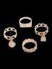 4 Pcs Lock Charm Chain Shape Ring Set -  