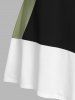 Plus Size Color Blocking Uneven Hem Long Sleeve Tunic Top -  