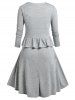 Plus Size Mock Button Empire Waist Dress with Ruffle Open Front Top -  