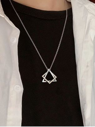 Hollow Out Square Triangle Pendant Necklace