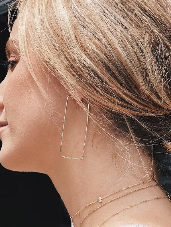 Chic Rectangle Minimalist Hoop Earrings  