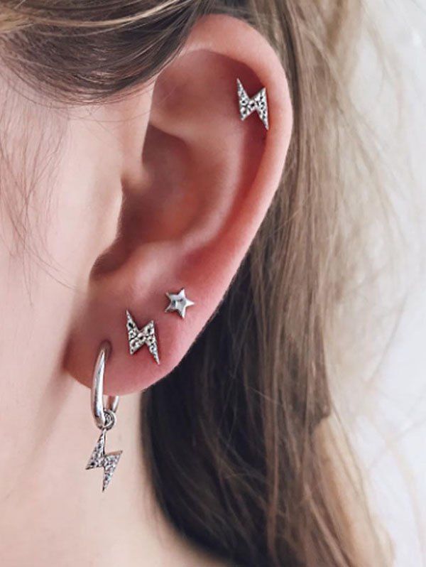 Affordable 4 Pcs Lightning Star Stud Earrings Set  