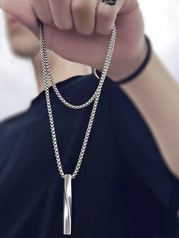 New Brief Twist Bar Charm Stainless Steel Necklace  