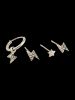 4 Pcs Lightning Star Stud Earrings Set -  