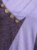 T-shirt Irrégulier en Blocs de Couleurs de Grande Taille à Col Châle - Violet clair 2X