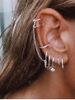 8Pcs Star Rhinestone Mini Earrings Set -  