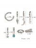8 Pcs Geo Moon Cross Earrings Set -  