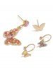 4 Pcs Butterfly Rhinestone Earrings Set -  