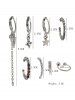 8Pcs Star Rhinestone Mini Earrings Set -  
