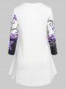 Plus Size Floral Pattern Cut Out Collar T-shirt -  