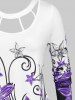Plus Size Floral Pattern Cut Out Collar T-shirt -  