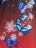T-shirt Ombré à Motif de Flocon de Neige et Papillon de Noël Grande Taille - Rouge 3X