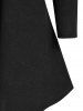Plus Size Plaid Keyhole Tie Cape Design Curved Hem Tunic Top -  