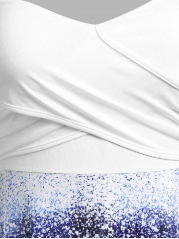 Plus Size Plaid Elk Print Crossover Christmas Midi Dress