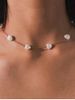 Heart Shaped Faux Pearl Chain Necklace -  