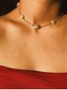 Flower Shape Faux Pearl Chain Necklace -  