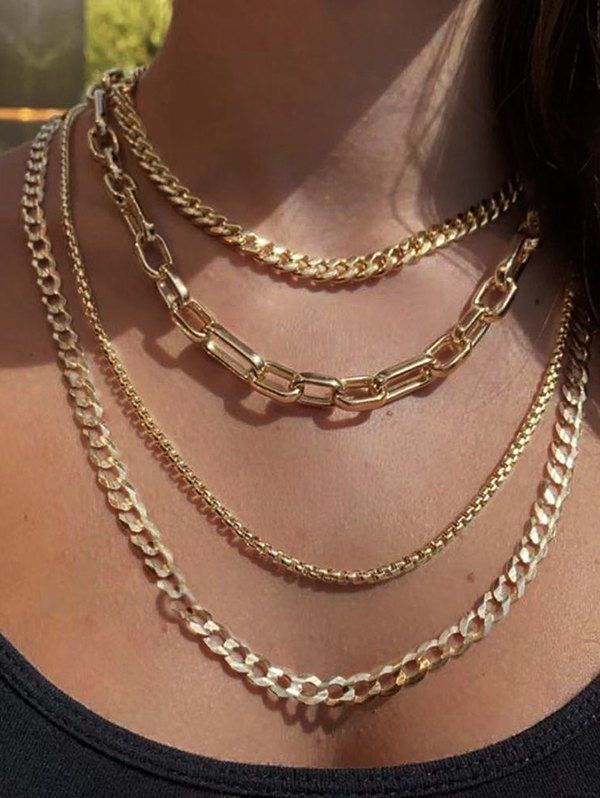 Trendy Multilayered Thick Chain Necklace  