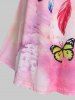 Plus Size & Curve Dreamcatcher Tie Dye Butterfly Round Hem T-shirt -  