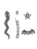 5Pcs Snake Bat Shape Rhinestone Stud Earrings Set -  
