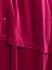 Manteau Haut Bas Superposé Boutonné de Grande Taille en Velours - Rouge foncé 4X