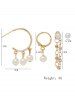 4 Pcs Faux Pearl Chain Stud Earrings Set -  